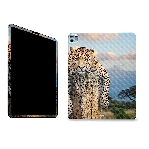 Image of MightySkins Carbon Fiber Skin Compatible with Apple iPad Pro 12.9 inch M2 6th Gen (2022) Full Wrap Kit - Chill Leopard | Protective, Durable Textured Carbon Fiber Finish | Easy to Apply | Made in The USA