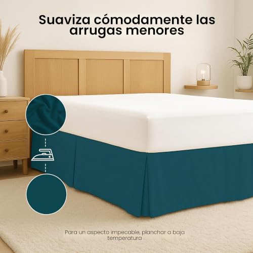 Faldón de cama Queen calidad de hotel con volantes plisados de caída suave 16" 7
