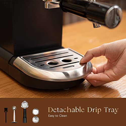 Small Espresso Machine, Frossvt 20 Bar Espresso Maker With Milk Frother/Steam Wand For Latte And Cappuccino, Compact Expresso Coffee Machines With 47 Oz Removable Water Tank For Home And Office, Black #TOP7