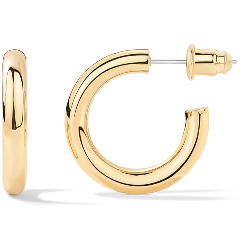 14K Gold-Plated, Lightweight, Open Hoop Earrings For Women