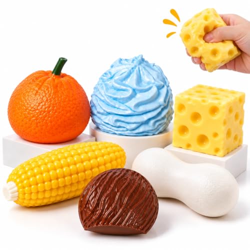 Crunchy Butter Squishy, Soft Squeeze Sensory Fidget Toy with Crunchy ASMR Texture, Butter Stick Stress Relief Toy, Fun Novelty Gift for Kids Teens and Adults (6 Sets A)