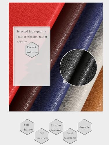 Tissu simili PU cuir litchi rouge de qualité supérieure 1.38X7m - 7