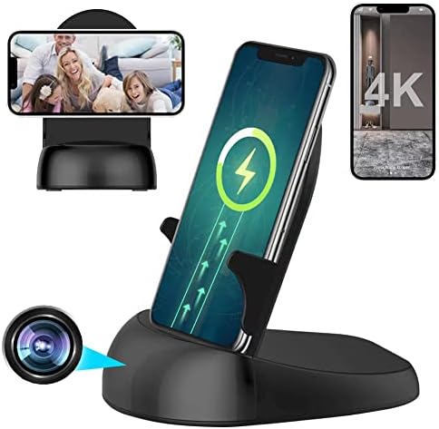 Kgnvfyih Hidden Camera Spy Camera WiFi Wireless Phone Charger, Nanny Spy Cam Motion Activated,HD1080P/4K (Rotate Lens) with 250°Viewing Angle, camaras espias ocultas for Home Office Security(2.4/5G)