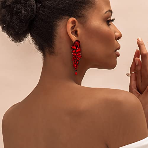 EVER FAITH Women's Austrian Crystal Gorgeous Tear Drops Wedding Dangle Pierced Earrings2