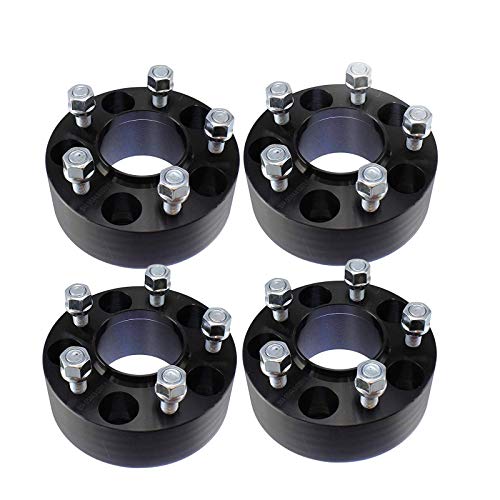 4pc Black Wheel Spacers Adapters 1.5 inch per Side for 5x4.5 (5x114.3) Hubcentric Vehicle to 5x4.5 Wheel Bolt Patterns with 1/2 - RH Threads - Fits Jeep Wrangler TJ Cherokee Liberty
