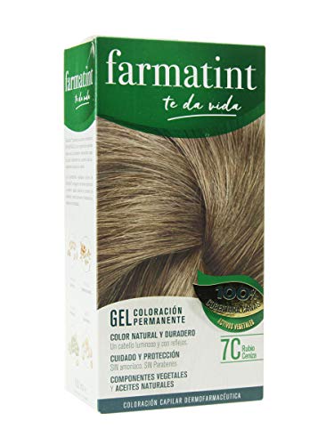 Farmatint Gel 7C Rubio Ceniza | Color natural y duradero | Componentes vegetales y aceites naturales | Sin amoníaco | Sin parabenos | Dermatológicamente testado