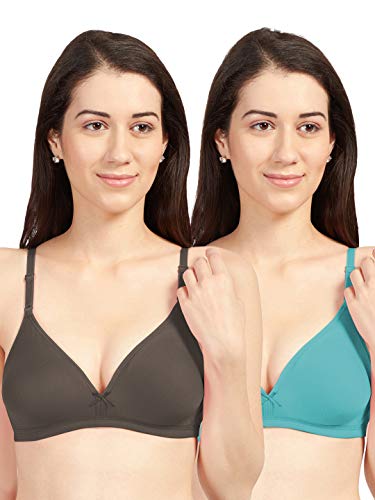 Image of SONARI Omania Womens Non-Padded Cotton Polyester Bras - Solid, Non-Wired, Medium Coverage, Hand Washable (Pack of 2)