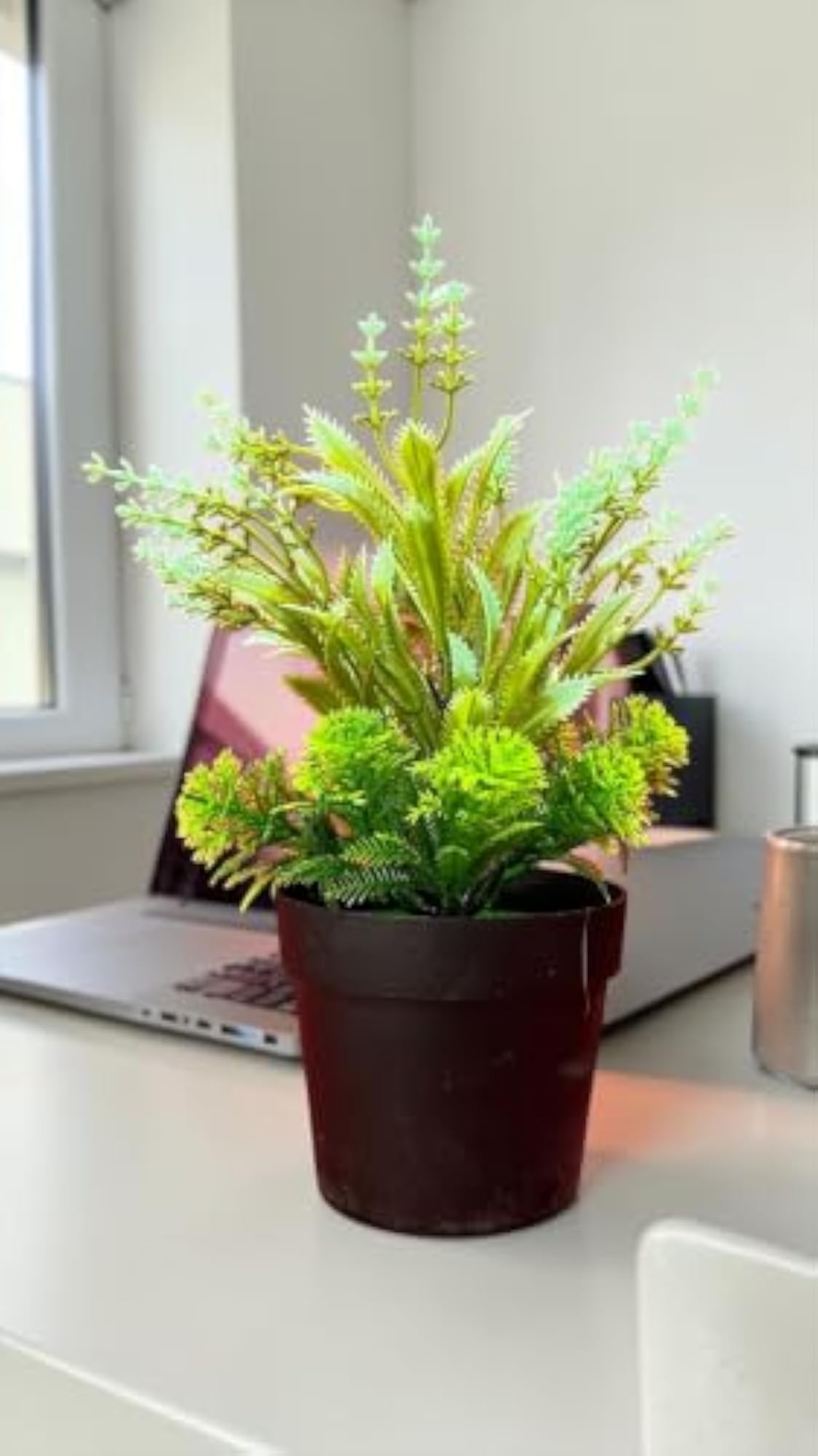 Artificial Green Foliage Plant with Dark Pot
