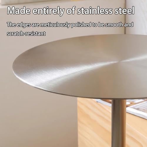 Round Stainless Steel Folding Table - Space-Saving Wall-Mounted Pub Bar Table for Indoor/Outdoor Use - Modern Design for Cafes, Restaurants & Patios