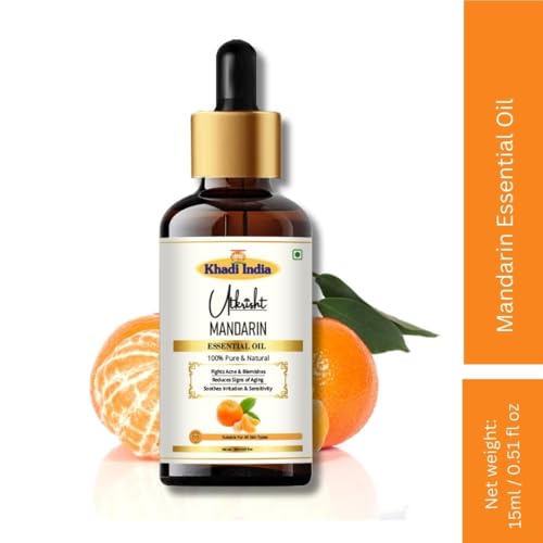 Image of Khadi Mandarin Essential Oil 15ml | Pure and Natural | For Skin, Face, Hair, Relaxation, Massage, Aromatherapy | Suitable for All Skin Types | Easy to Blend with Carrier Oils | Men & Women