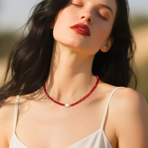 Beaded Necklaces for Women Gemstone Necklace with Freshwater Pearl Crystal Beaded Necklace Natural Stone Summer Beach Bead Choker Boho Necklaces for Women3