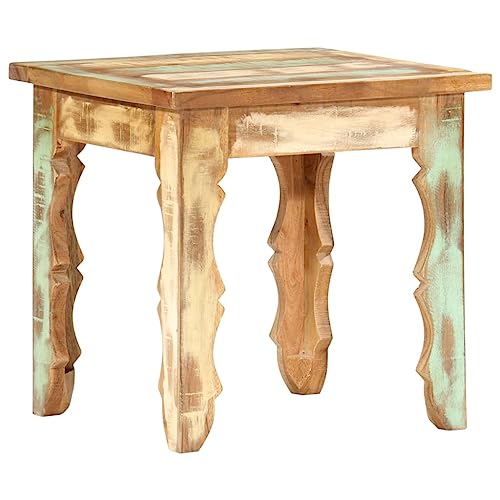 Hoopleep Square Coffee Table, Small 15.7" Solid Reclaimed Wood, Polished