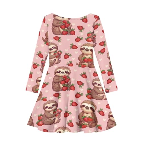 Dress Girls Casual Soft Comfy Long Sleeve Flowy Fall Dresses Spring Vacation Cute Print Fit and Flare A Line Dress2