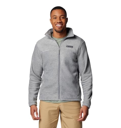Columbia Men's Steens Mountain 2.0 Full Zip Fleece Jacket, Light Grey Heather, Large
