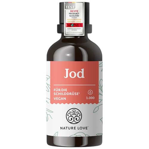 NATURE LOVE® Jod Tropfen - 150µg 50ml - alkoholfrei und vegan - geschmacksneutral, hoch bioverfügbar - hochdosiert & laborgeprüft