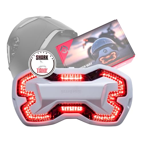 Brake Free Helmet Light - Smart Wireless Motorcycle Lights- Weatherproof LED Motorcycle Helmet Light - Lightweight & Aerodynamic Design - Smart Brake Detection - Single Button Operation - White