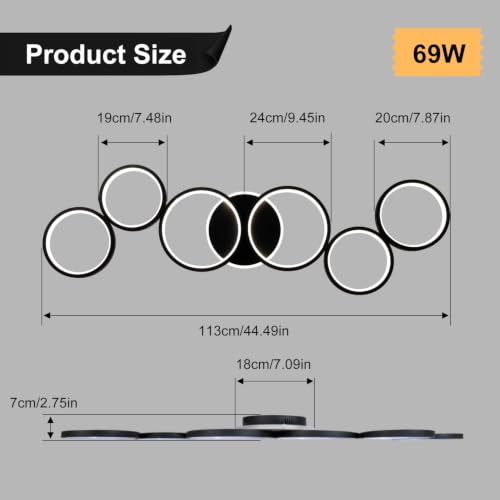 LED Ceiling Light Dimmable Living Room Ceiling Lamp Black Living Room Lamps - Image 5