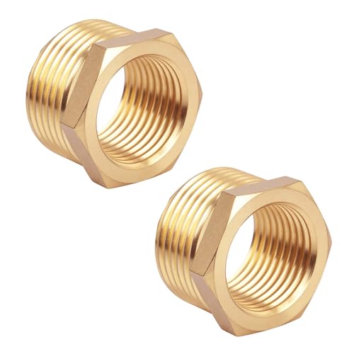 Image of lasuroa 6pcs Brass Reducer Hex Bushing, 3 /4 inch NPT Male to 1 /2 inch NPT Female Heavy Duty Threaded Pipe Fitting Reducer Adapter for Plumbing Gas Hydraulic Systems