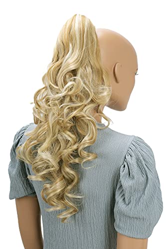 CAISHA by PRETTYSHOP 50cm Haarzopf Sarah Haarteil mit Butterflyklammer Pferdeschwanz Haarverlängerung Voluminös Gewellt Blond Mix H32a