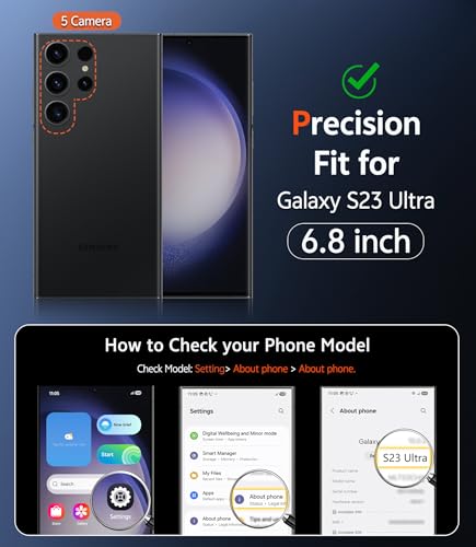Image of FNTCASE for Samsung Galaxy S23-Ultra Case: Matte Magnetic Translucent Phone Cases Lens Protection Compatible with Magsafe Rugged Protective Cell Cover (C-Black)