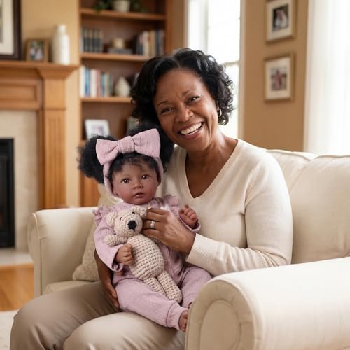 Muñeca Reborn Negra Realista 20 Pulgadas Cuerpo de Tela miniatura 5