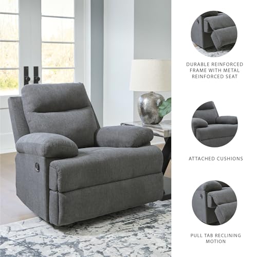 Image of Signature Design by Ashley Rocker Recliner Chair, Charcoal Chenille