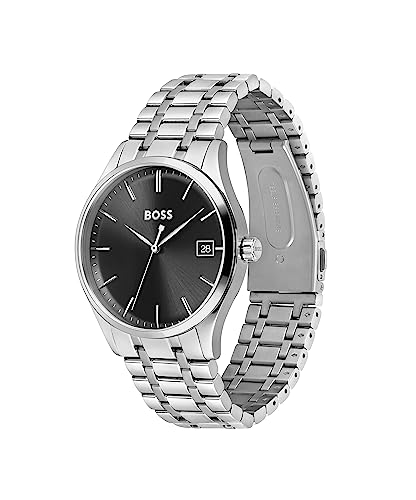 Hugo Boss Stainless Steel Commissioner Analog Black Dial Men Watch-1513833, Silver Band - Image 2