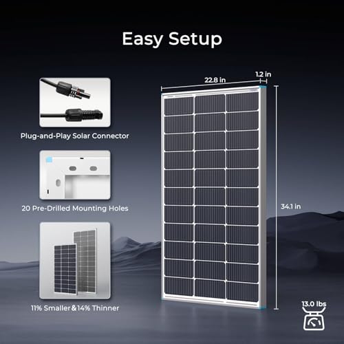 Renogy 100 Watt Solar Panel with Mounting Z Brackets, 25% High-Efficiency - image 8