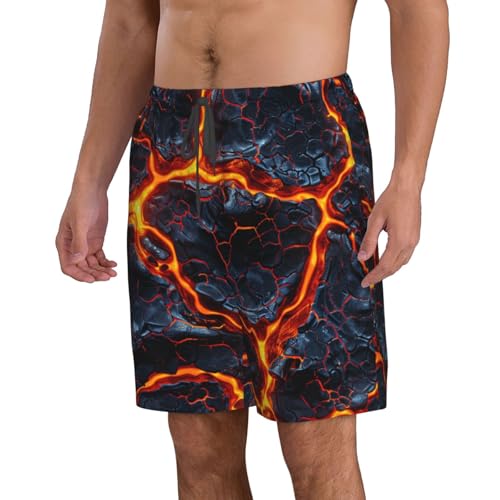 Lava Texture Abstract Cool Black and Red Men's Quick Dry Swim Trunks Surfing Beach Mesh Board Shorts2