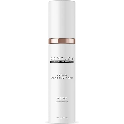 DRMTLGY Anti-Aging Clear Face Sunscreen SPF 45 – Oil-Free Zinc Oxide Sunscreen & Face Moisturizer for Sensitive & Acne-Prone Skin – Lightweight Makeup & Skin Care – FSA HSA Eligible (1.7 oz)