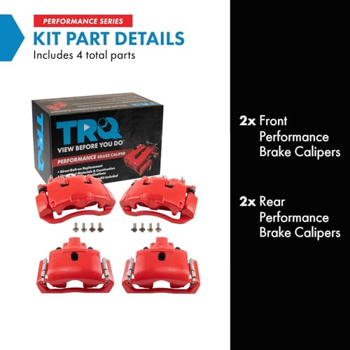 Image of TRQ Front and Rear Brake Caliper Set Performance Coated Brackets Compatible with 2006-2008 Dodge Ram 1500