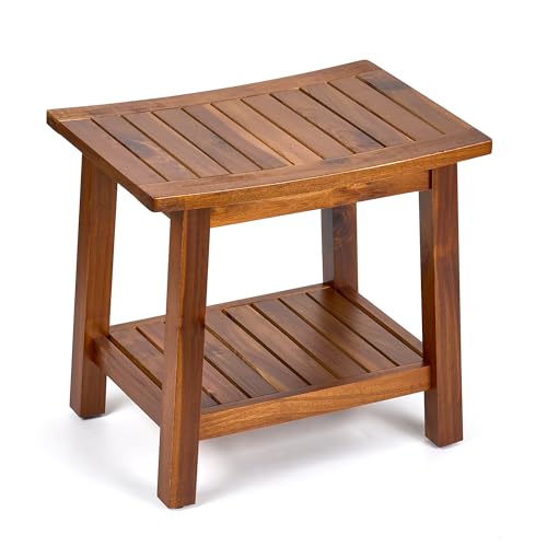 Upolana Outdoor Shower Bench with Storage Shelf