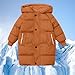 Girls Boys Fashion Warm Winter Coat Heavyweight Hooded Down Coat Windproof Long Puffer Jacket Kids (Brown, 12-18 Months)