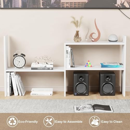 Image of Furniture Cafe Modern White Wooden Bookshelf - Multi-Tier Bedside Storage Rack & Organizer for Books, Decor & Essentials