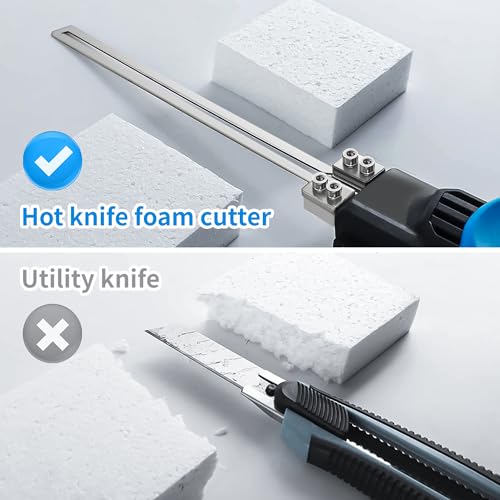 MINOVA 250W AC Rotatable Electric Hot Knife, 6 Blades Foam Cutter Cutting Tool Kit, Full-body Air Cooling System Foam Cutter with Heavy-Duty Case for EPP, EPS, XPS, EVA, EPE, PU, KT Board, Sponge - Image 7