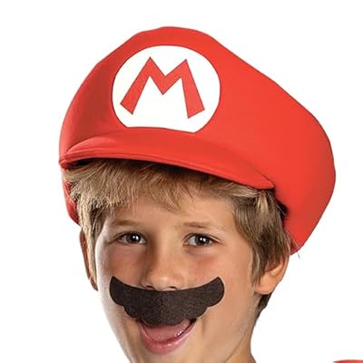 Disguise Mario Child Costume Accessory Kit, Official Super Mario Costume Hat with Gloves and Mustache, One Size Child