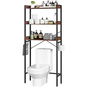 Yoobure Over The Toilet Storage Rack, 3 Tier Bathroom Toilet Shelf with Hooks, Bathroom Organizer Over Toilet Storage, Bathroom Shelves Over Toilet for Bathroom Space Saver Above Toilet Shelves