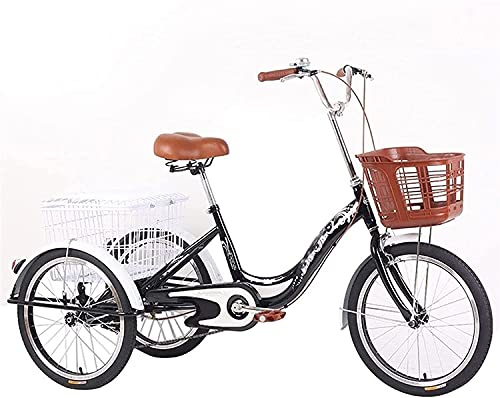 Triciclo para adultos, triciclos de tres ruedas para compras y paseos, bicicleta de 1 velocidad con ruedas de 20 pulgadas, ideal para mujeres, hombres y adultos mayores miniatura 1