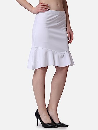 Image of POPWINGS Casual Twill Frill Knee Length Pencil Skirt for Women || Stylish Summer Skirt for Women || Knee-Length Skirt for Women || Semi-Formal Women Skirt