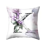 Shan-S 26 English Letters Pattern Pillow Case Floral Pillowcases Velvet Soft Cushion Cover White...
