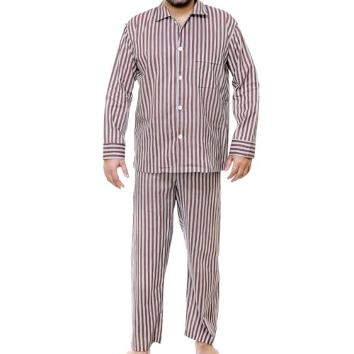 Huar Men's 100% Cotton Pajamas Sets Long Sleeve Top and Pants Button Down Sleepwear Loungewear Pjs set with Pockets2