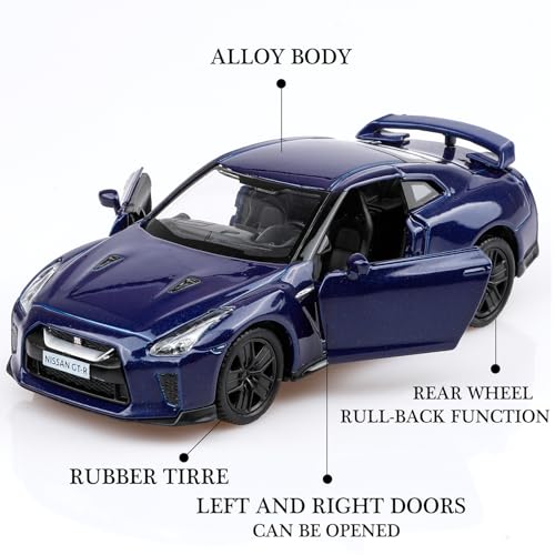 Modelo Nissan R35 a escala 1:36 azul miniatura 3