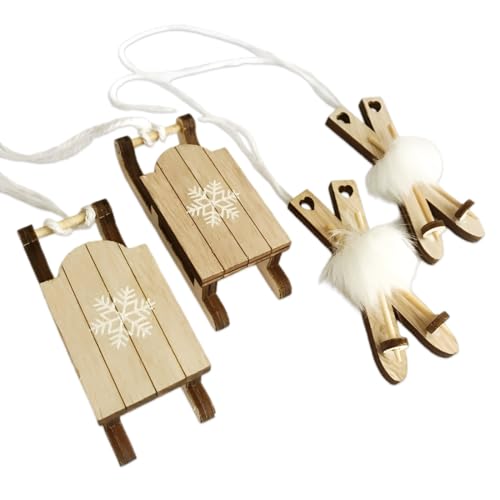 YUVKIN 4er Set Holz Deko Schlitten klein zum Basteln und Dekorieren -...