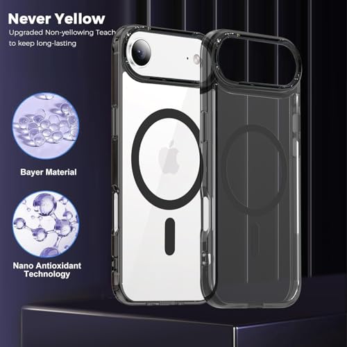 Image of VONZEE Translucent Clear Back Cover Compatible with (iPhone 17 Air Case)(2025), PC Shockproof Scratch Resistant, Non-Yellowing, Support Mag-Safe Wireless Magnetic Charging - Black|6.6''