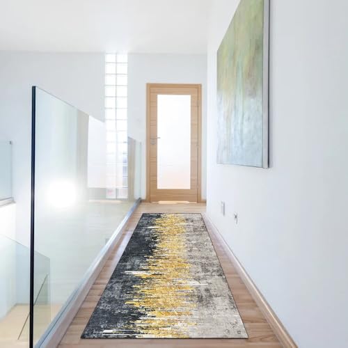 Alfombra de diseño abstracto gris y dorado elegante para decoración del hogar 6