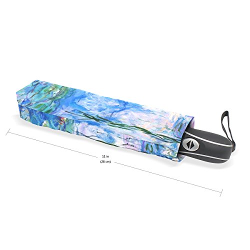 Baihuishop Monet Painting Windproof Umbrellas Auto Open Close 3 Folding Golf Strong Durable Compact Travel Umbrella Uv Protection Portable Lightweight Easy Carrying And Slip-Proof Handle #TOP4