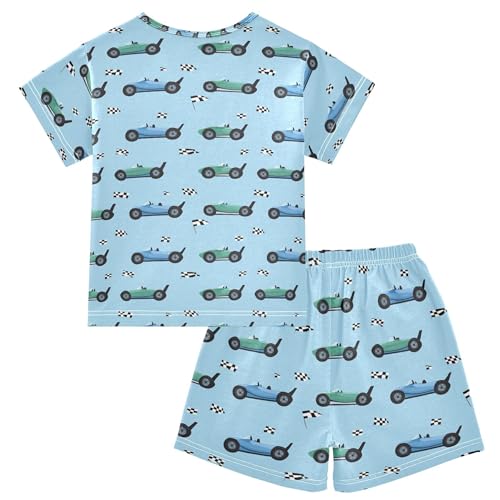 Car Racing Car Flag Pajama Set Pajamas Sleepwear Nightwear Loungewear Clothes Set B04038202