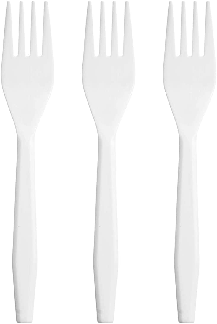 Shefa 100, Premium White Forks, Heavy Duty Forks, Microwave-Safe Tablefork, 6" Long for Birthday, Parties, Camping, Catering and Wedding Cutlery Set