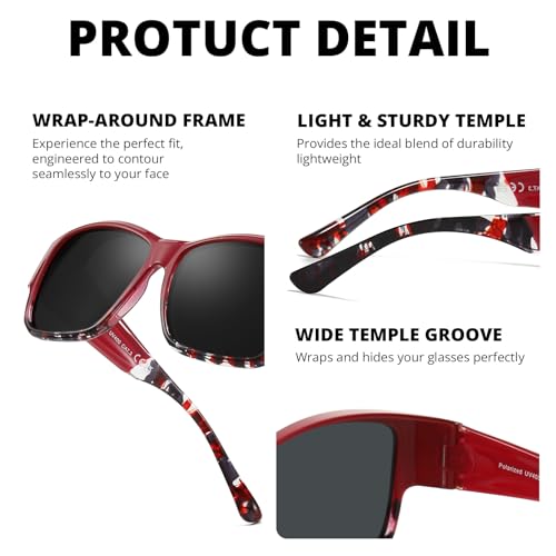 Trysee Polarized Fit Over Sunglasses for Women, Trendy UV400 Protection Sun Glasses for Driving TS42084