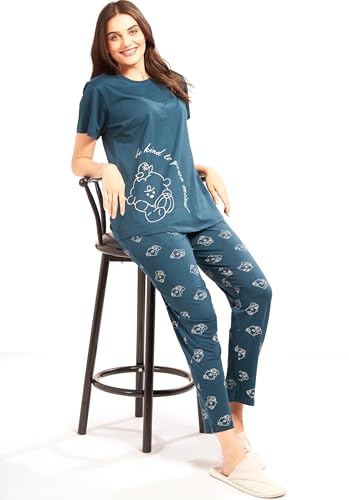Image of AV2 Women's Cotton Printed Short Sleeve Night Suit Set | Pajama Set | Casual Night Dress for Women